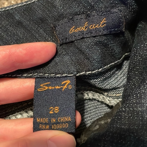 Seven 7 Bootcut Jeans Women’s 28 Dark Wash Denim Distressed Cowgirl Mid-rise - Picture 3 of 16
